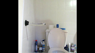 Riding 9 Inch Glass Cock Close up Side View