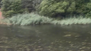 Teen Shows Tits and Asshole During a Storm in the Forest