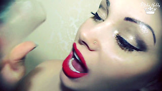 Valentines red marks on glass