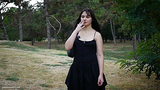 Smoking 120mm Cigarette Outdoors