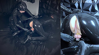 Latex Gas Mask Double Anal Fisting