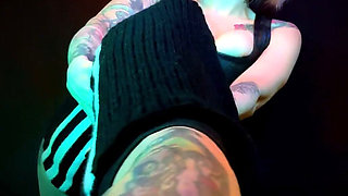 Halloween Foot Gag Challenge, Happy End Version - POV, Foot Fetish, Goth, Adidas