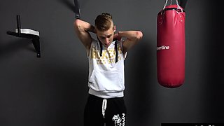 Hot Athletic Czech Boy Muscle Worship and Big Dick Handjob