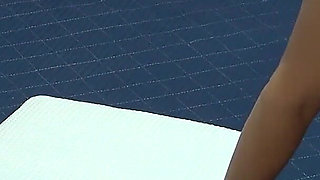 Micro Thong Bikini Wedgie Into Ass and Pussy Fitness Training by Tanned Japanese Big Tits Surfer Girl