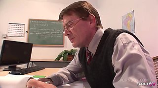 Flexible Teen Haley Sweet talk her Big Dick old Ugly Teacher to Fuck