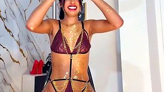 Stacked brunette goes solo toys and masturbation