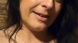 Ripped Shiny Nylon Jumpsuit in the Bathroom. Cum Cleanup, Dirty Dancing and Pee Play