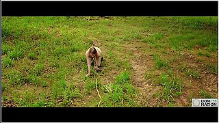 Beautiful Bondage Virgin Gets Tied Up And Face Fucked In A Texas Orchard