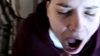 American Amateur Misty's Oral Creampie in Burgundy Sweats