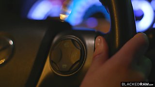 Redhead Slim Bitch in Harness Gets Fucked by Black Guy with Extra-Long Cock