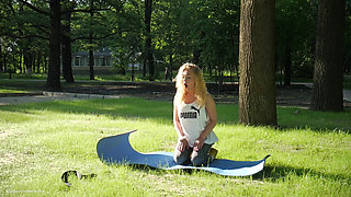 Sexy Russian Girl Smoking Cigarette Relaxed Outdoors