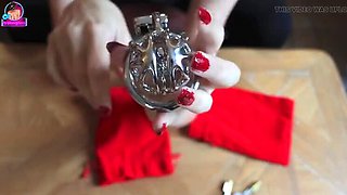 Amateur Couple Unboxing New Chastity Cage - Femdom Training for Beginner Slave