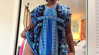 Chubby Ebony in Dress Showing Her Big Tits & Ass