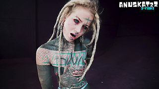 Inked-up Pierced Slut Deep Throat and Ass Pounding