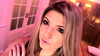 Amateur blonde with big boobs masturbates cam