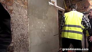 Grandmams make glory holes with jackhammer
