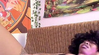 Sexy Ebony Slut Stuffed Her Pussy with Huge Dildo