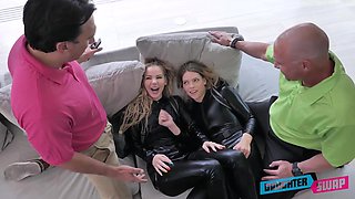 The lustful sluts Bella Rose and Leah Lee are getting rather steamy during burglary