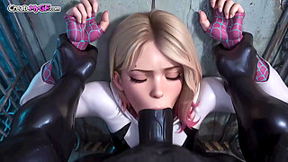 Sexy Slim Gwen Gets Deepthroated and Fucked By Black Cock VENOM - 3D Animation X