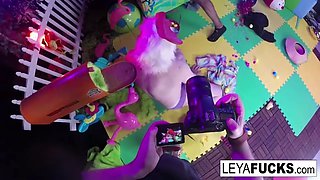 Leya Falcon feeds her BBC Anal creampie to her chicken cuck