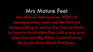 Mrs Mature Feet Stripping Down to Her Big White Granny Pants 424