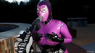 Cristal Kinky Lilac Rubber Doll Solo Fucking Machine Outdoors