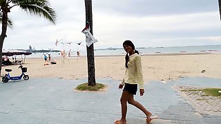 Cute Thai teen big dick in petite pussy