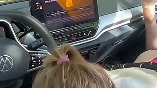 Schoolgirl Footjob in the Car