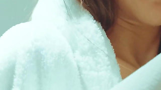 Not so Easy to Find a Spot to Fuck in a Spa so We End up in the Restroom Where He Fucks Me Doggy and Cums All Over Me