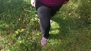 Hanging Tits Get Slapped Hard Outdoors