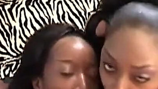 Black on Black Threesome for Two Girls Hungry for Big Black Cock