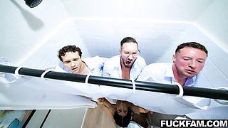 Roxie Sinner Celebrates College Graduation with Surprise Shower Party Pounding Three Step Cocks Big-Butt Style