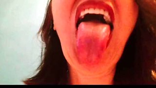Hairy Russian MILF Angela Lady POV Pussy Close-Up Tongue Licking and Cum in Mouth