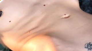 Super Skinny Petite Girl Fucked Hard with Huge Dildo on Sexmachine