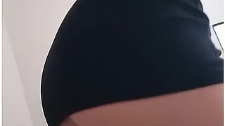 Flirty Petite Girl In A Short Skirt Irresistible Back View