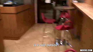 Public Pickups - Smallish Marie Getty Deep throats Stud Behind Counter Then Tears up Her Cock-squeezing Bootie Backroom