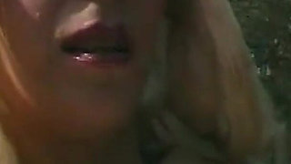 Shameless Blonde Slut Has Solo Sex in the Woods