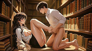 Glasses Beautiful Woman, the Private Study Session in the Library.super Temptation. Ai Generated