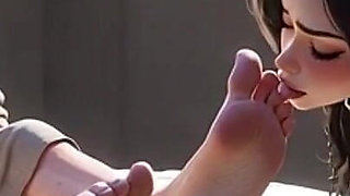 Pretty Girl Foot Slave - Humiliated Worshipping Old Ugly Granny Feet