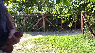 Redhead teen saw him masturbating on her in the park and decide to give a blowjob POV