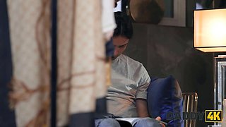 Daddy4k. my stepdaddy is interviewing my gf while he fucks her