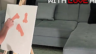 No Panties No Bra All Natural Big Tits Hot Blonde Art Teacher Sees Her Male Model Is Masturbating While Posing and She Joins
