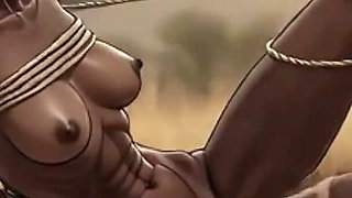 African Black Woman in Savanna Bondage - Scared but Extremely Horny Tight Pussy