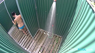 Czech Pool 56 Public Shower Fantasy with a Wet Brunette