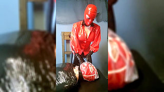 Extreme Breathplay on Mummified Slave in Latex