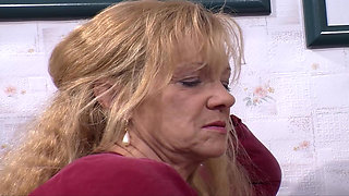 Horny German cougar shares big dick with a hot dark-haired babe