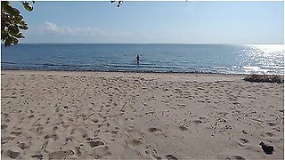 What The Hell Is He Doing? Caught A Hottie On A Public Beach