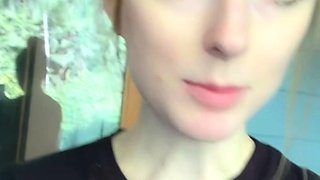 Small titted Briana toying herself poolside