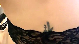Hotwife Cuckolding Husband with Neighbor in Stocking and Red Thong and She Is Fingering Her Pussy While Riding Bull Dick