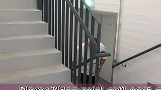 German neighbor persuades to blow job in the stairwell